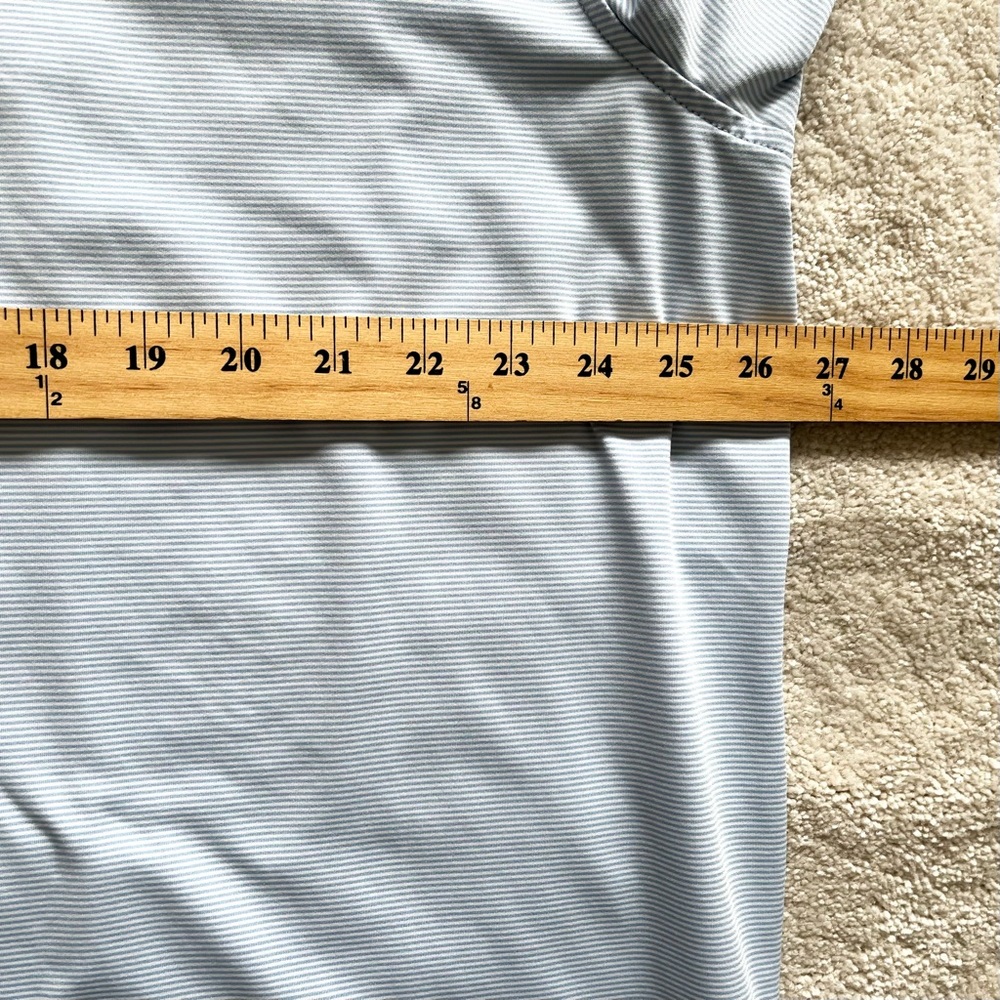 PETER MILLAR SUMMER COMFORT BLUE/WHITE QUARTER ZIP SHORT SLEEVE SHIRT - Picture 6 of 8